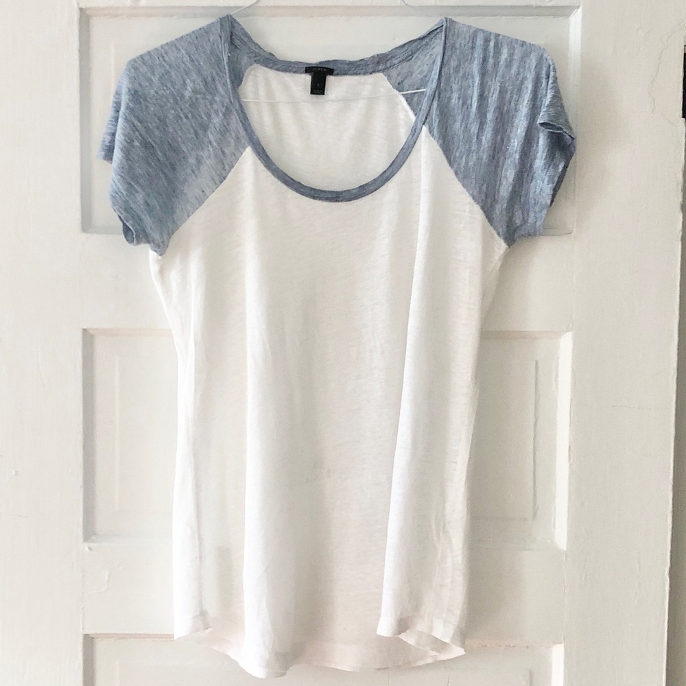 J.Crew Linen Ragland Baseball Shirt Small